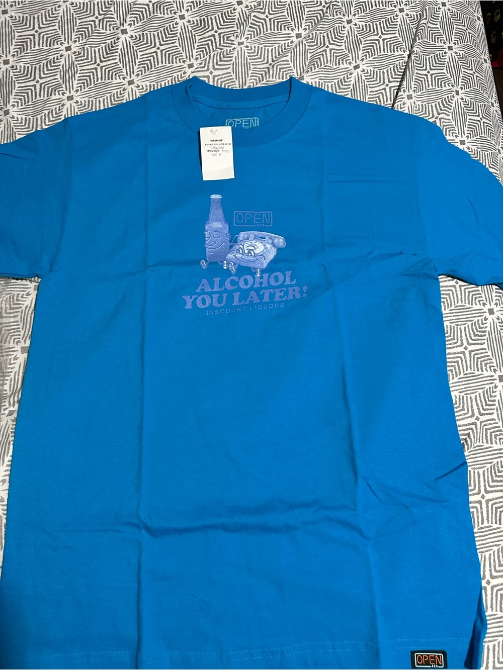 OPEN925 Alcohol you later Men’s Blue Crewneck Tee